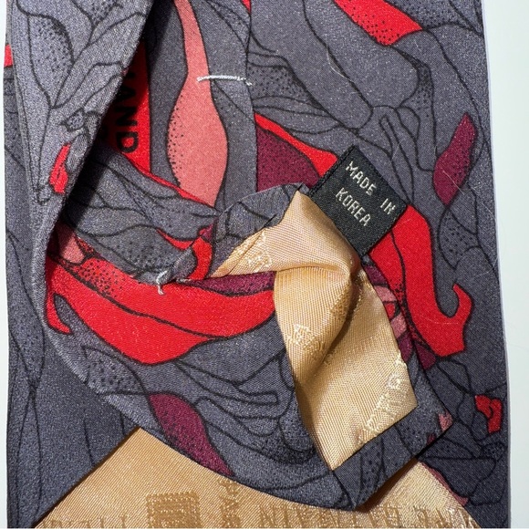 Vintage Pierre Balmain Paris Silk 57” Art Deco Floral Red Pink Purple Print Tie - Picture 7 of 9